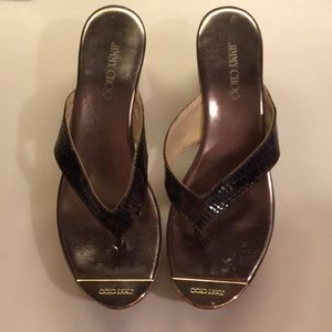 Jimmy Choo Pathos Snake Print thong sandal.